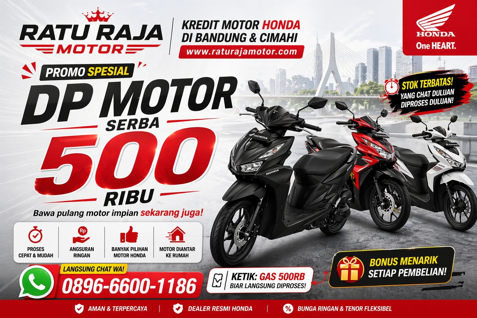 Kredit Motor Honda Bandung & Cimahi DP Mulai 500 Ribuan