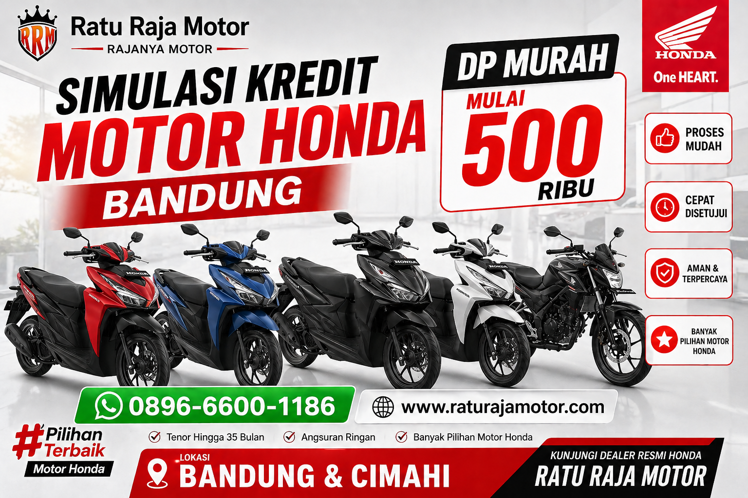 Simulasi Kredit Motor Honda Bandung DP Murah Mulai 500 Ribu